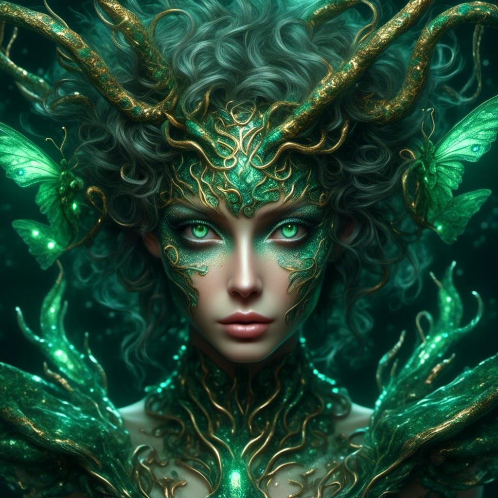 Realistic Medusa with Snakes for Hair