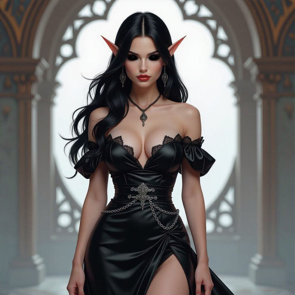 Dark Elf Woman Portrait in Hyperdetailed Digital Art