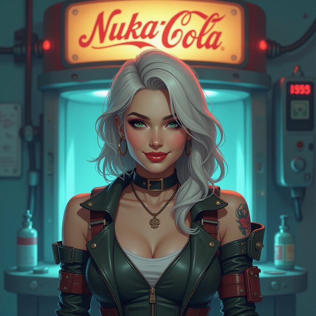 Vault Dweller with Nuka-Cola Fountain, Detailed Art Nouveau ...
