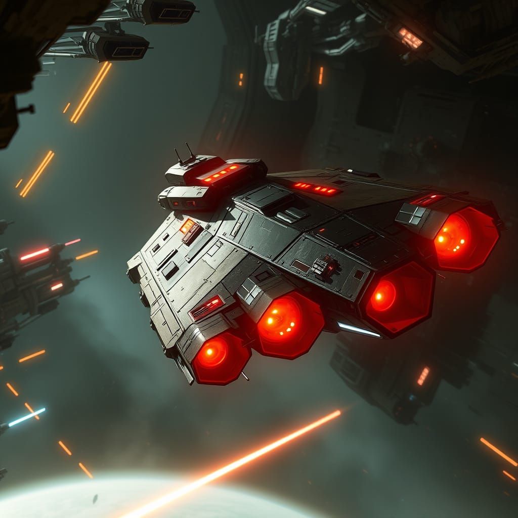 Heavily Modified Corellian YT-Series Freighter in Gritty Spa...