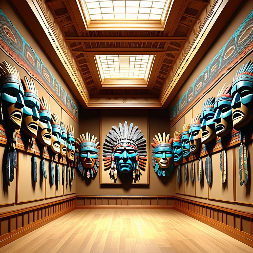 Native American Masks in Art Gallery