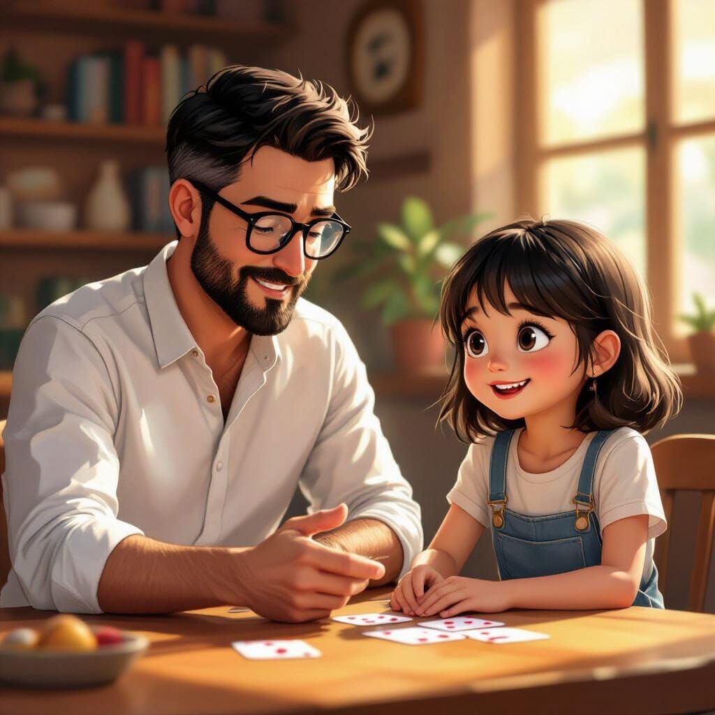 Man and Girl Play Game in Anime Style