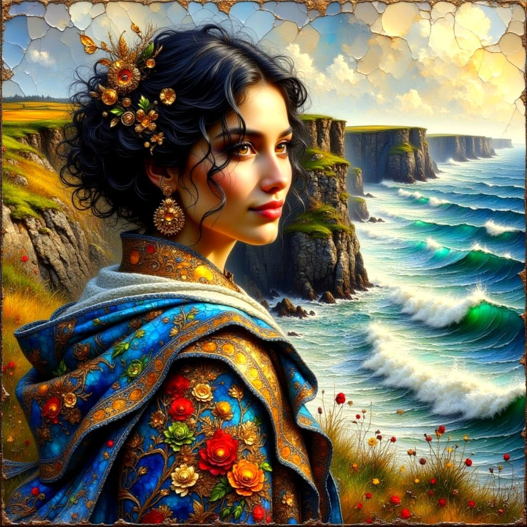 Surreal Italian Goddess on Cliffs of Moher