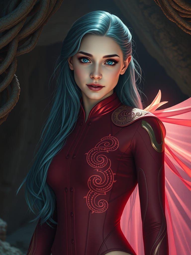 Cosmic Fire Goddess with Haunting Beauty and Power