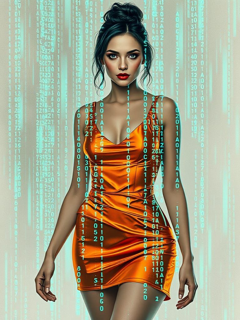 Cyberpunk Matrix Overlay of a Swedish Woman