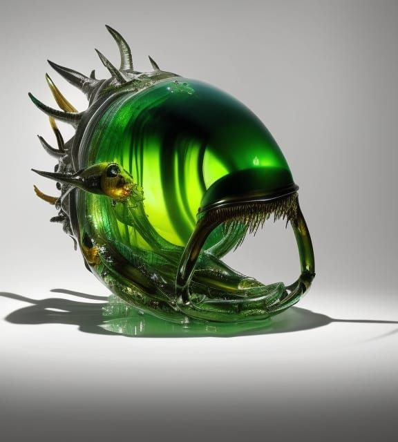 Alien Fish Encased in Green Crystal