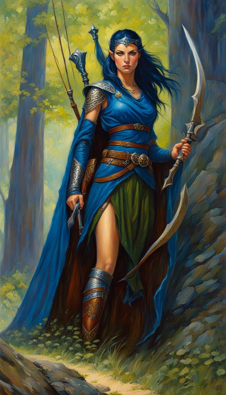 Elven Ranger in Oil Painting Style