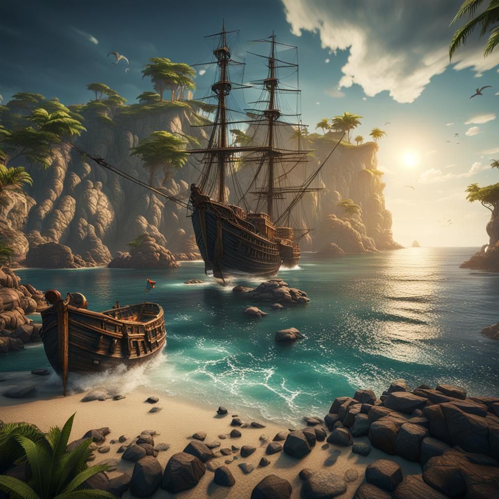 Pirate's Cove Seascape in Hyperrealistic 3D