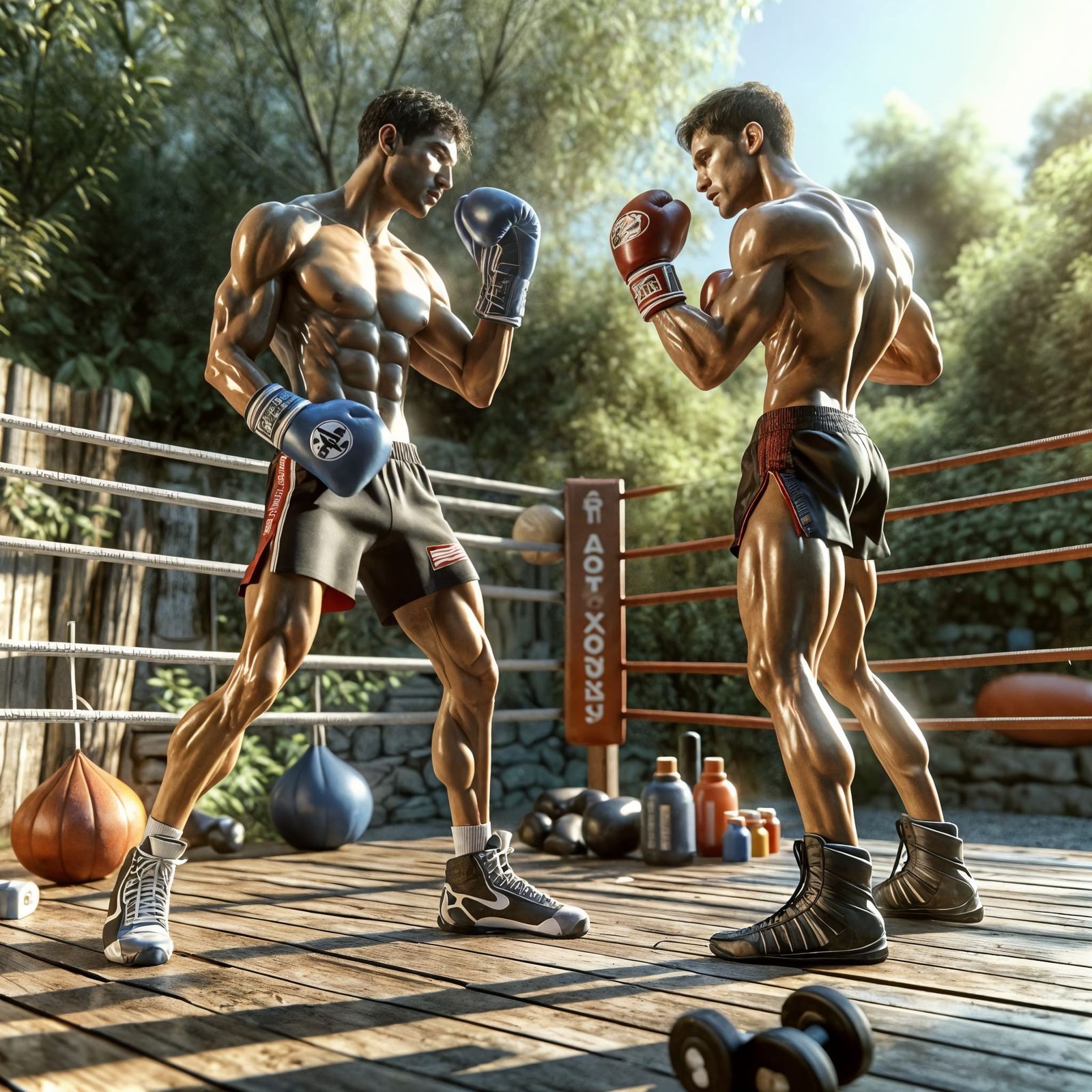 Summer Boxing Match in Hyperrealistic Style