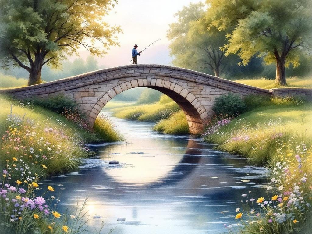 Serene Countryside Bridge at Magic Hour