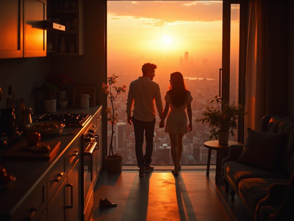 Intimate Morning Moments of Love and Connection in a Vibrant...