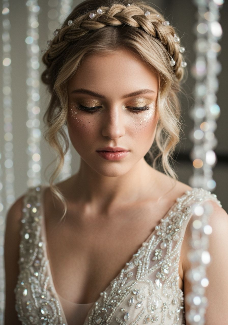 Ethereal Portrait of a Young Woman with Braided Hair