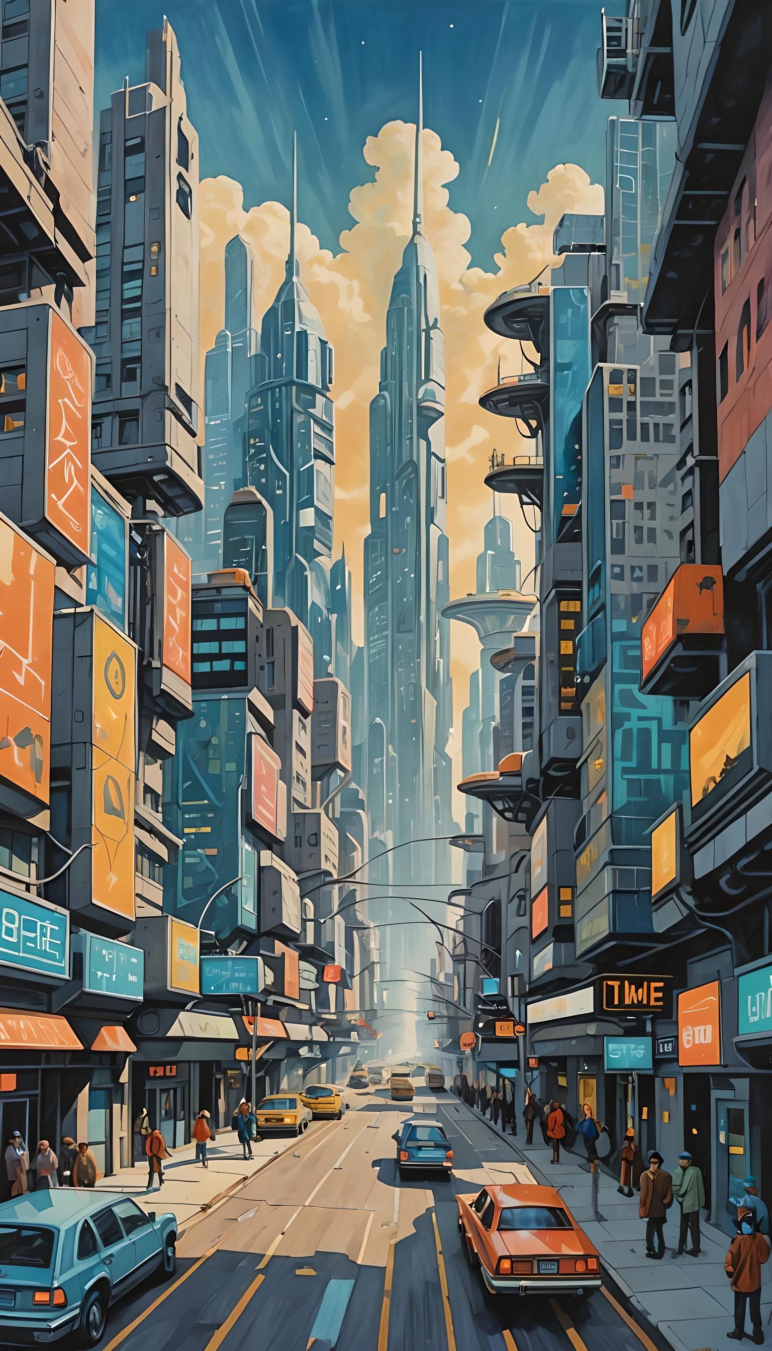 Time Traveler in Unrecognizable Futuristic City