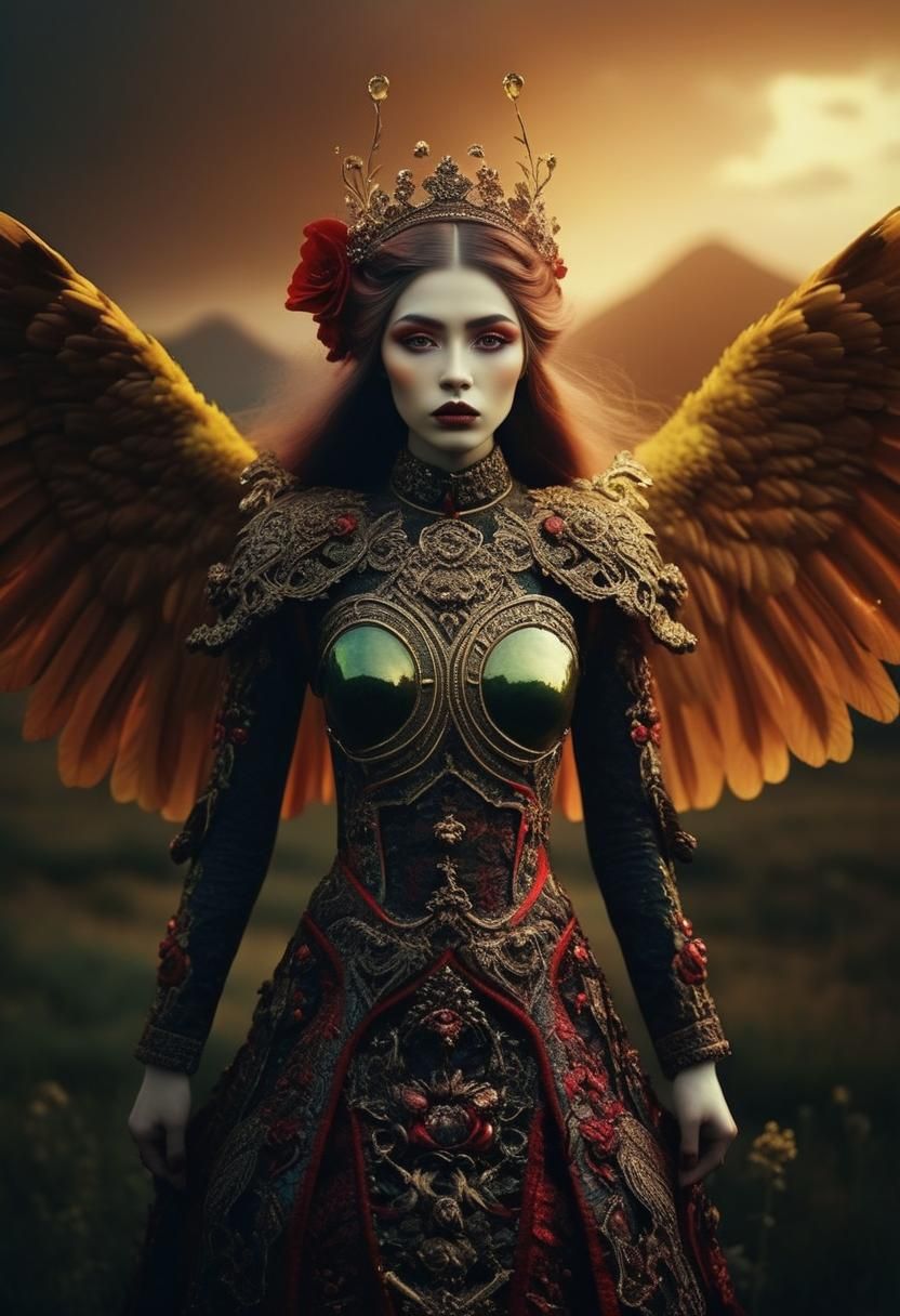 Mythical Harpy in Dreamlike Landscape