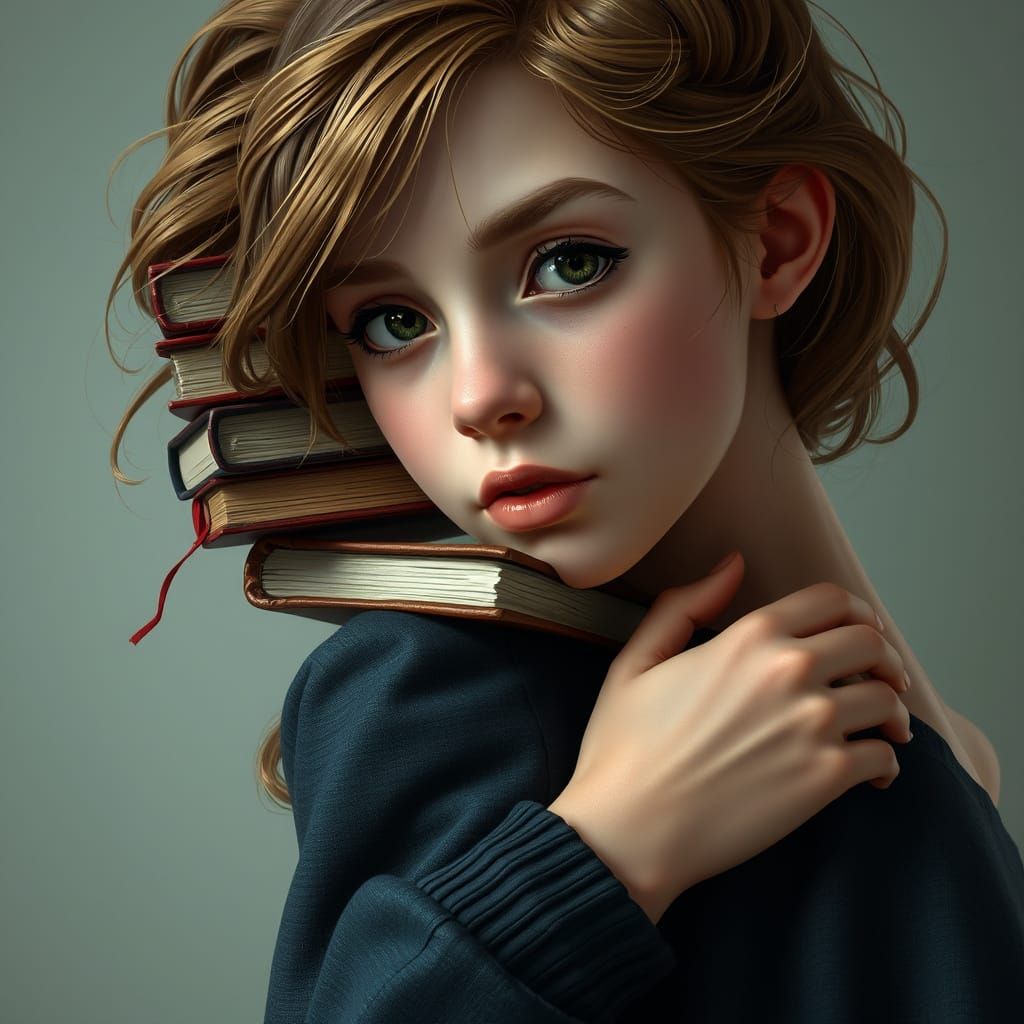 Stunning Concept Art Portrait of Intelligent Hermione Grange...