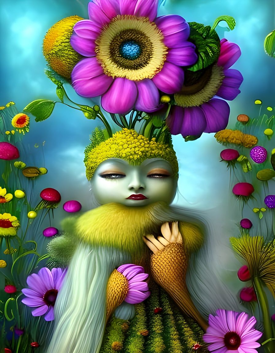 Hyperrealistic 3D Flower-People in Quaint Flowerhouse Villag...