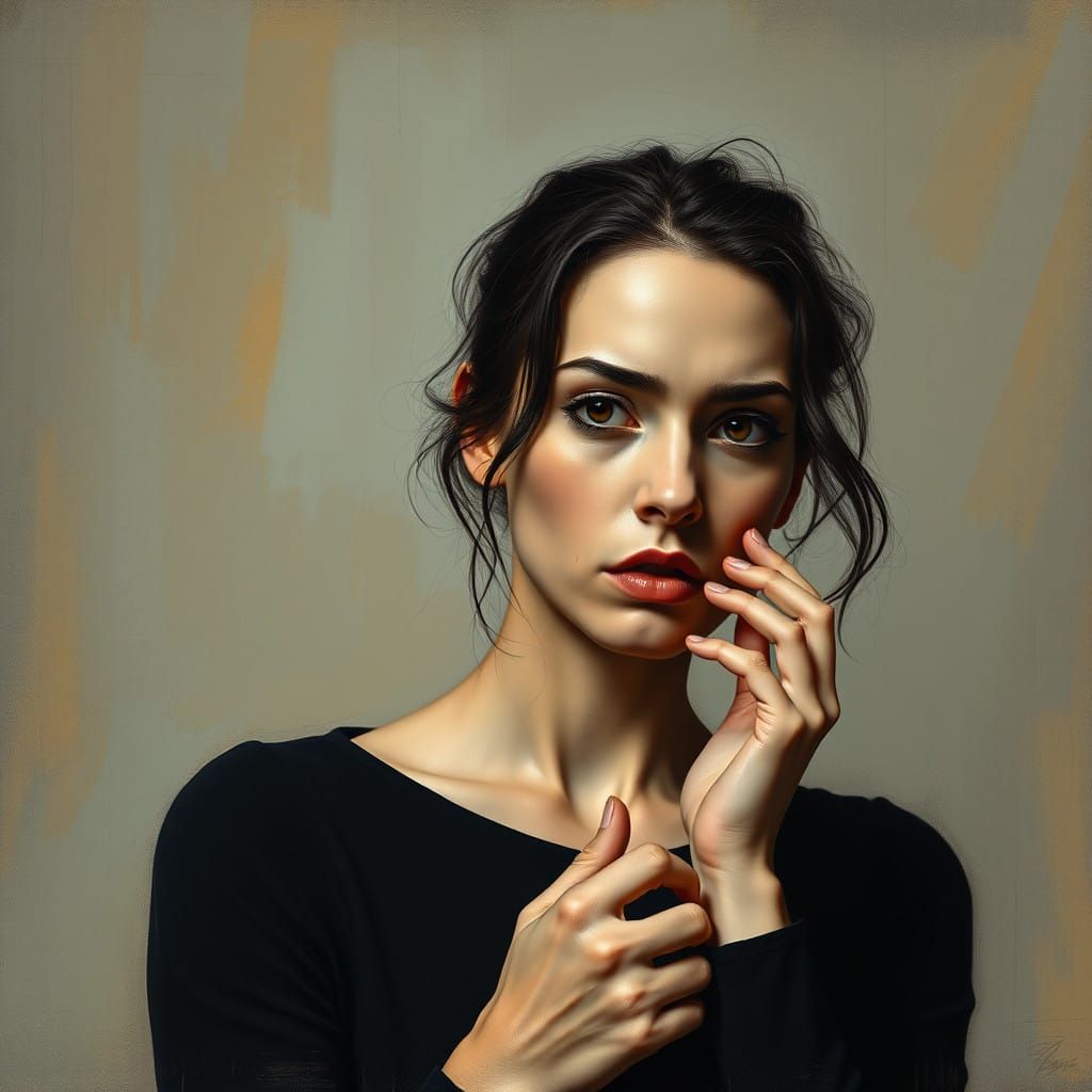 Anxious Woman in Golden Light