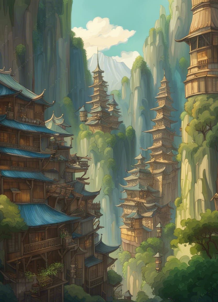 Fantasy City Inspired by Studio Ghibli, 8K