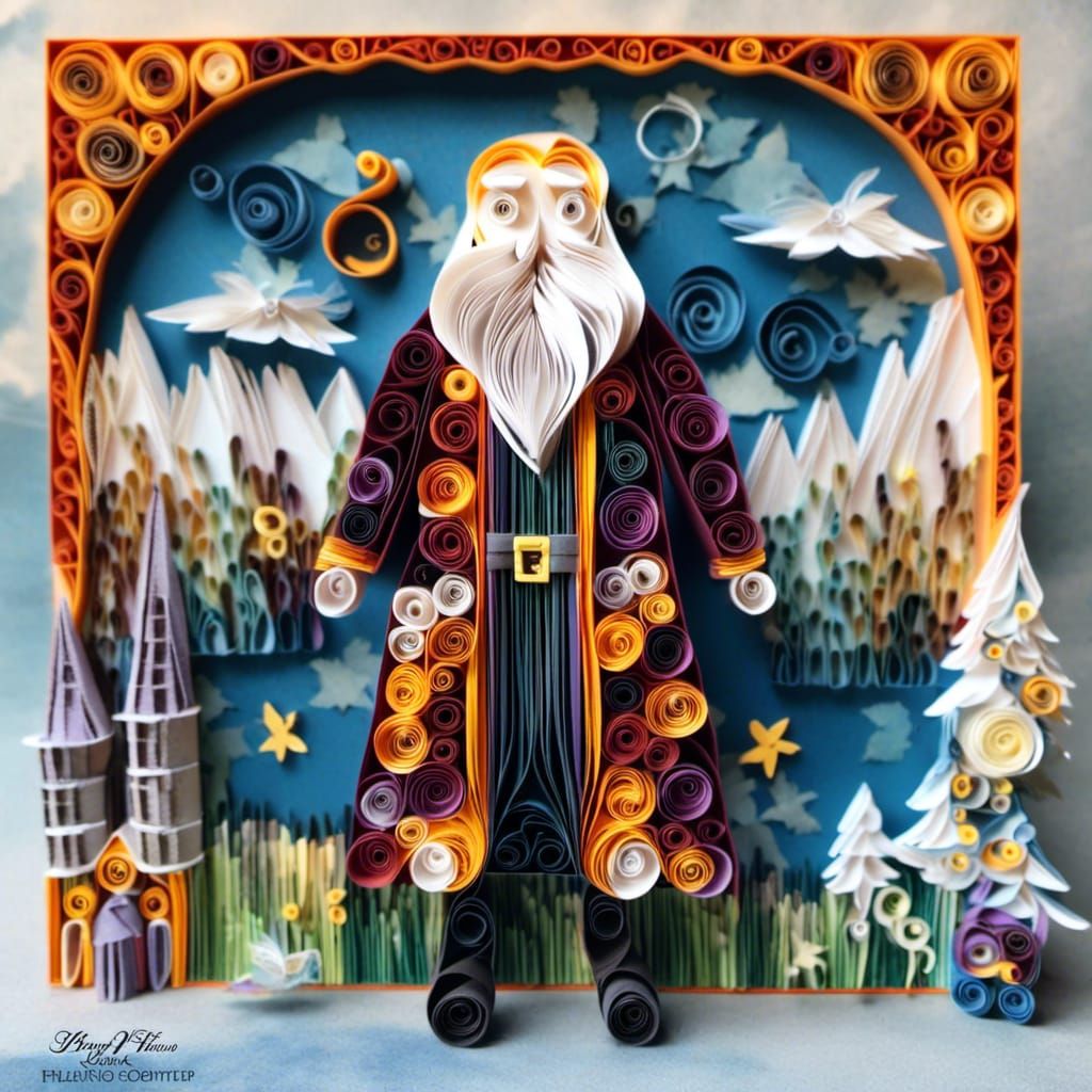 Albus Dumbledore Papercraft Portrait with Quilling Details