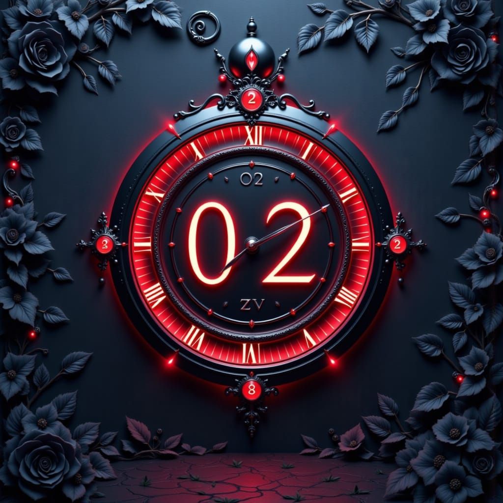 Futuristic Digital Clock Shows Countdown Two