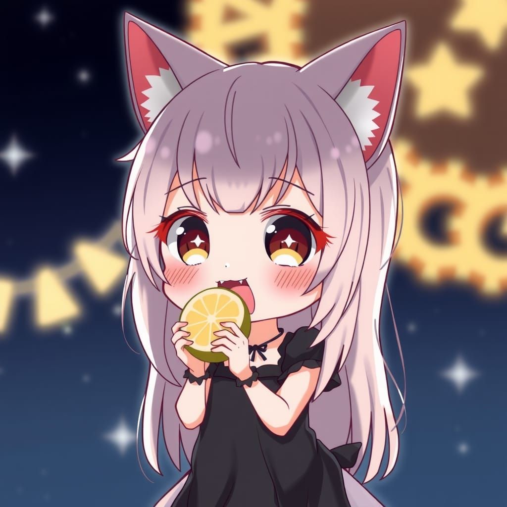Cute Chibi Catgirl's Funny Lemon Face