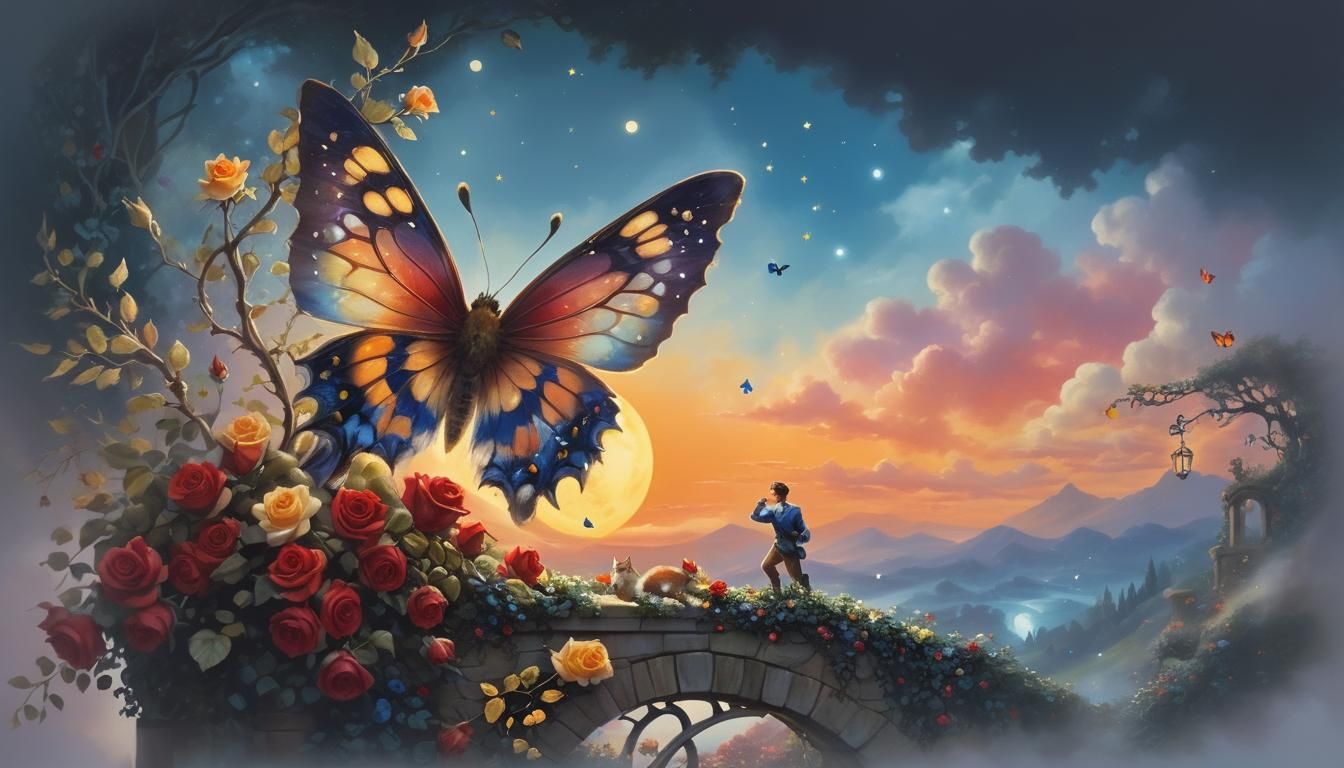 Ethereal Elf, Fox, and Rose Trellis Fantasy