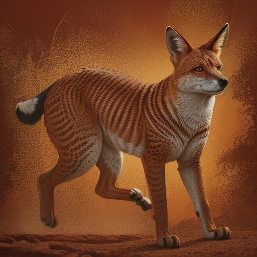 Dingo in Surreal Australian Indigenous Art