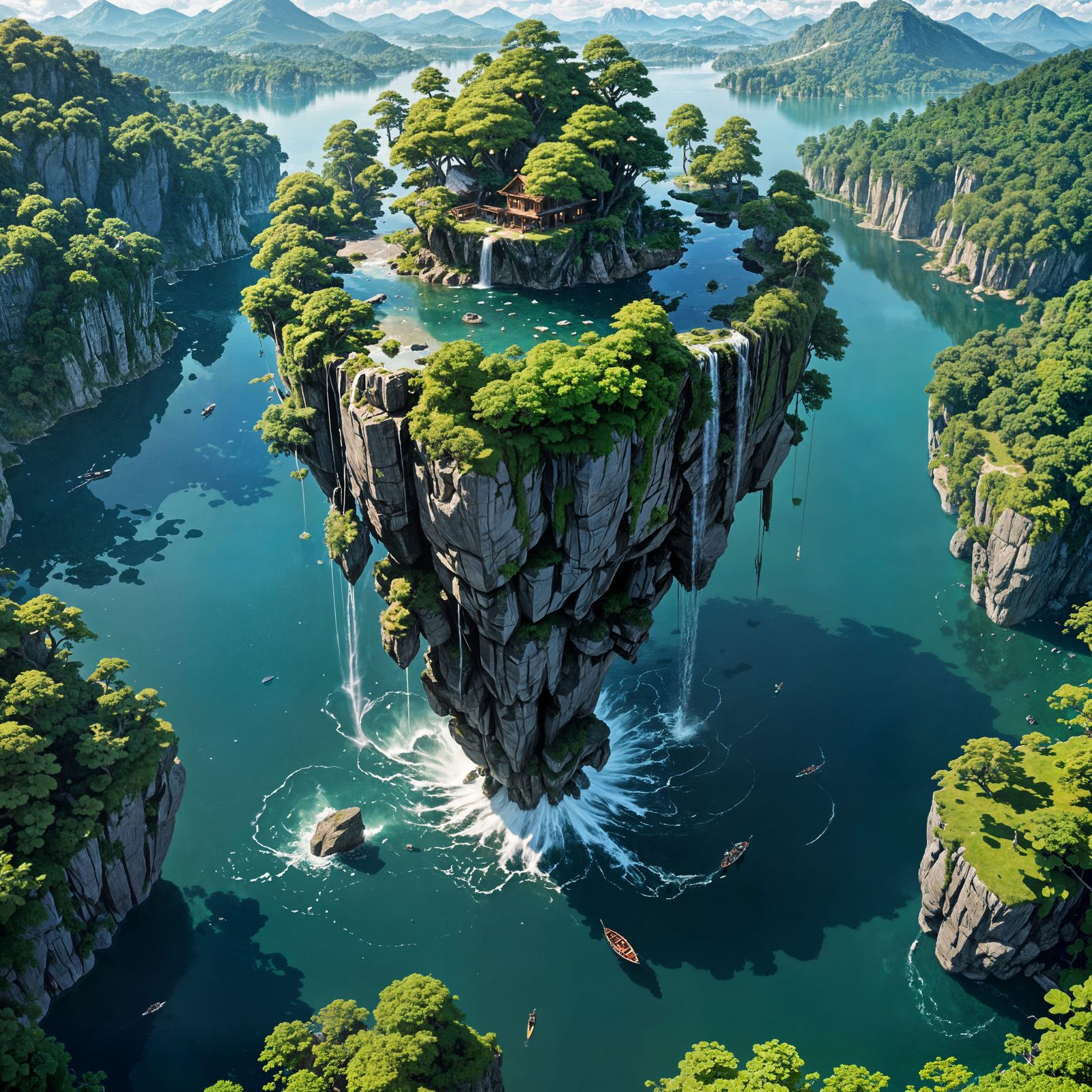 Floating Magical Sky Islands in 3D Anime Art