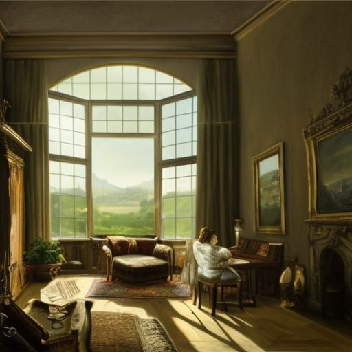 Cozy Living Room with Colonial Home View