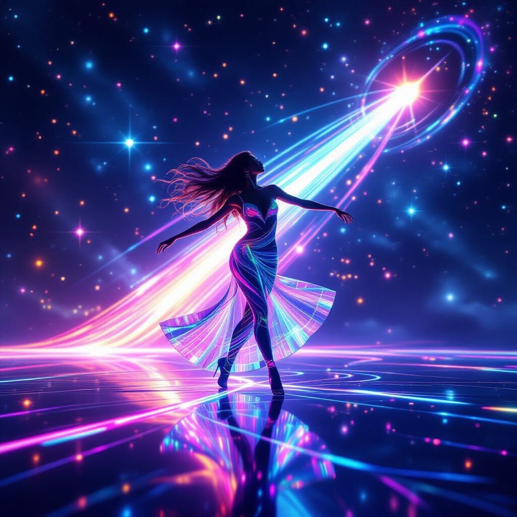 Psychedelic Laser Dancer in Cosmic Space