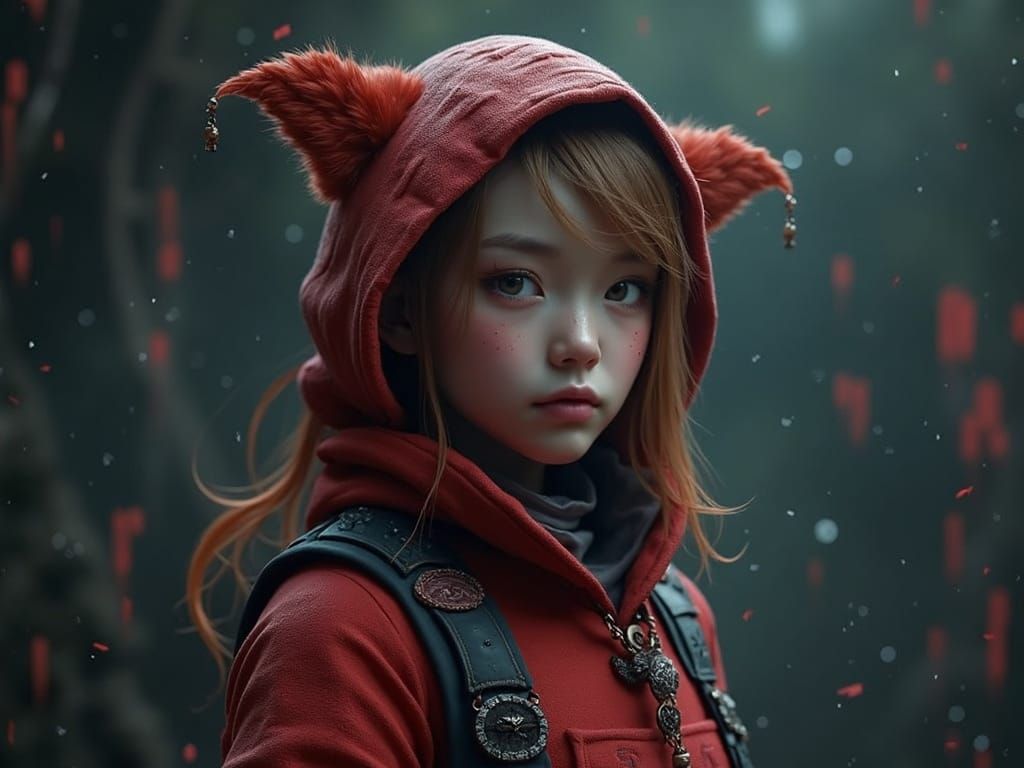 Fiery Red Hair in Ornate Futuristic Clothing