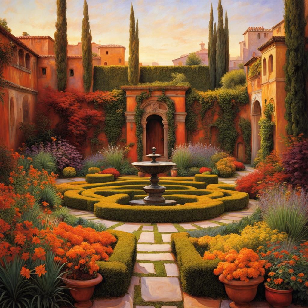 Labyrinthine Garden in Warm Colors