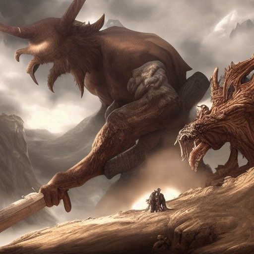 Giants Fighting: A Detailed Matte Painting About Life