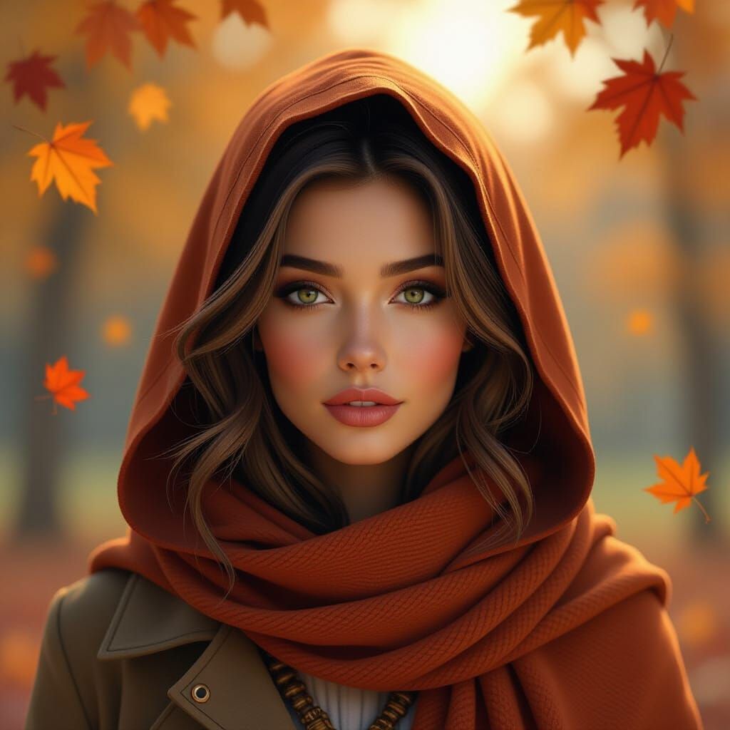 Autumn Person Portrait in a Splash Art Style