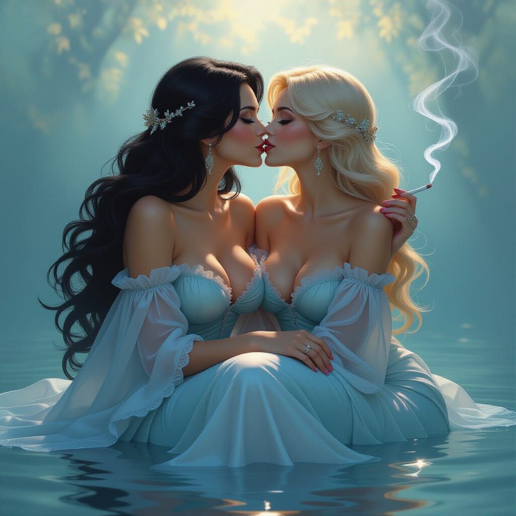 Ethereal Mermaid Kiss in Romantic Style