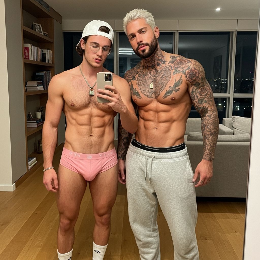 Photorealistic Selfie of Two Men in Apartment