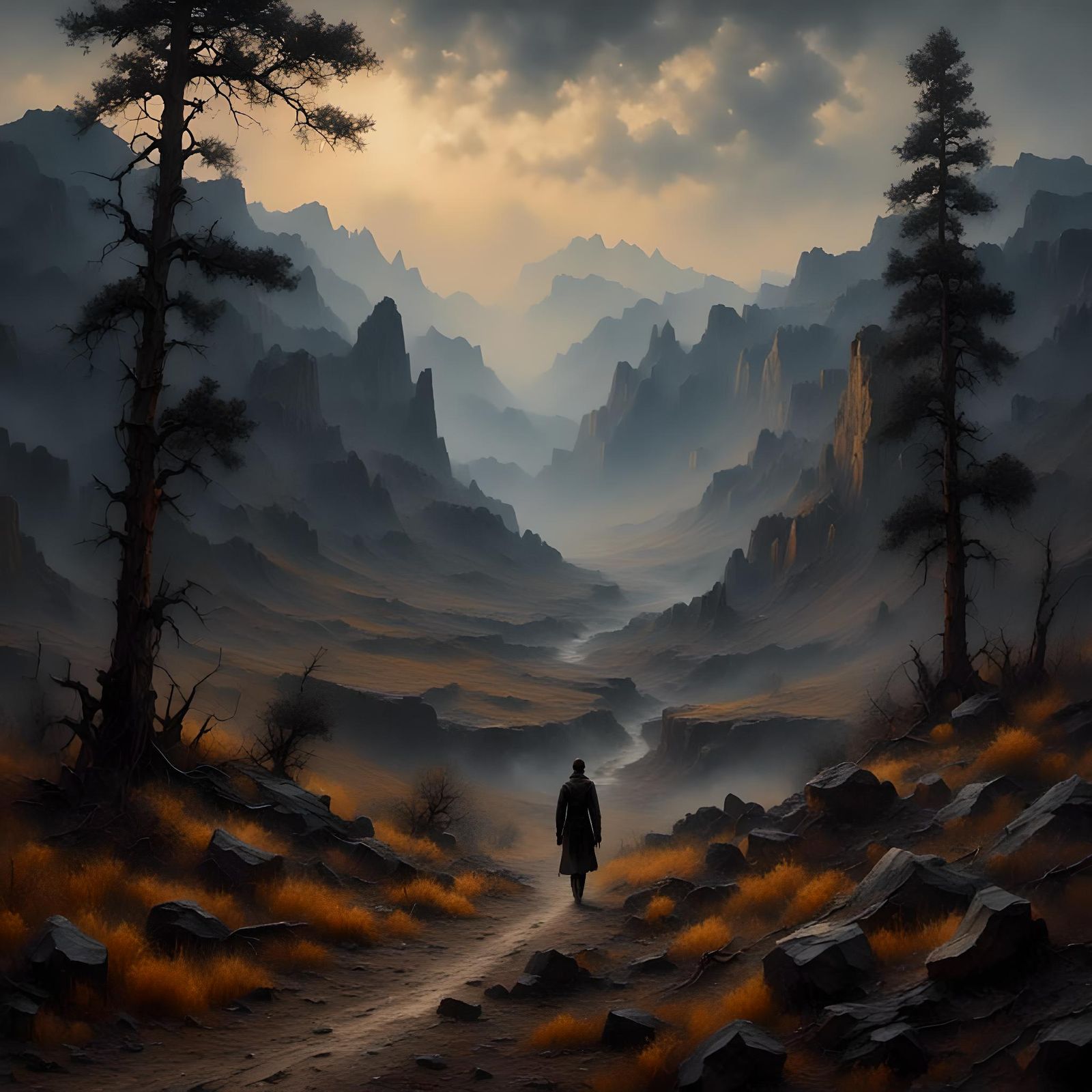 Dark Cinematic Barren Land of Sadness