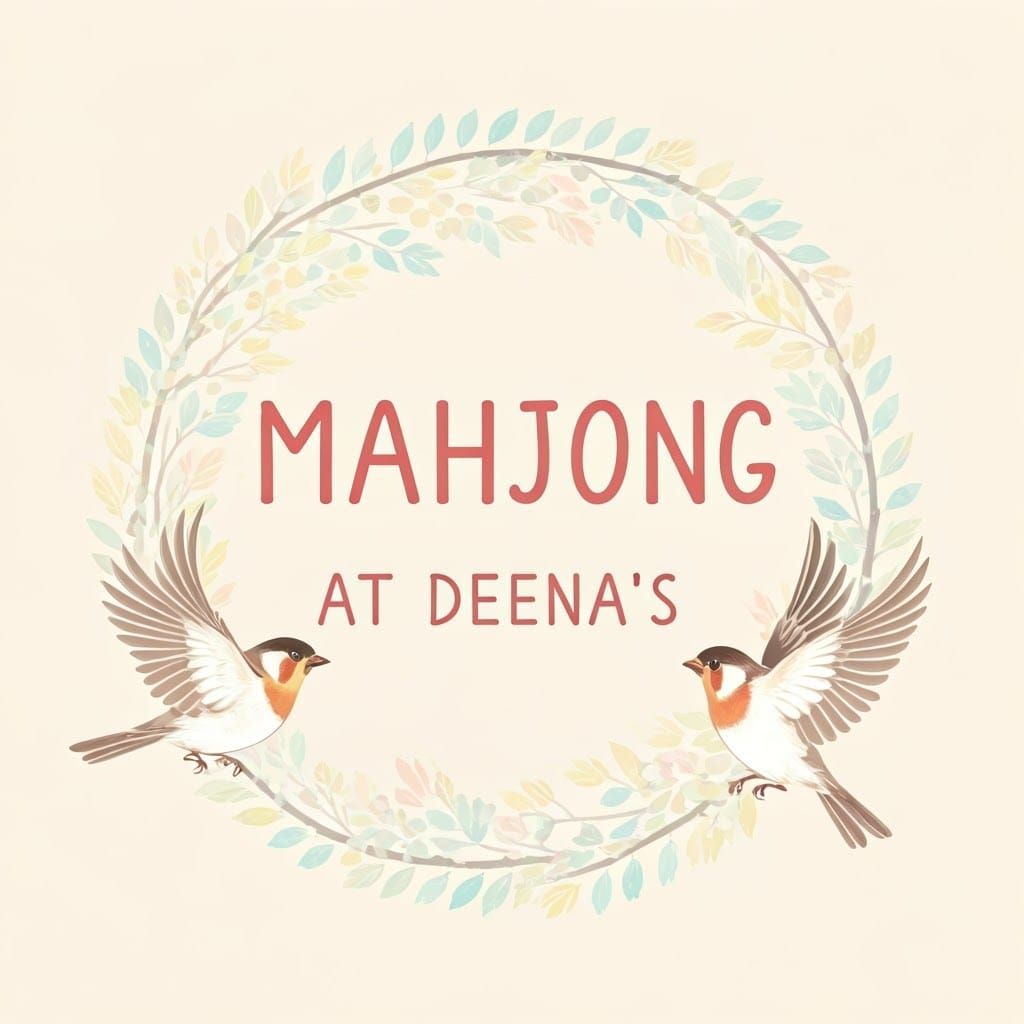 Mahjong at Deena's: Floral Japanese Watercolor Design