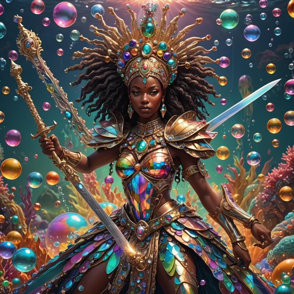 Iridescent African Queen in Candyland Art Style
