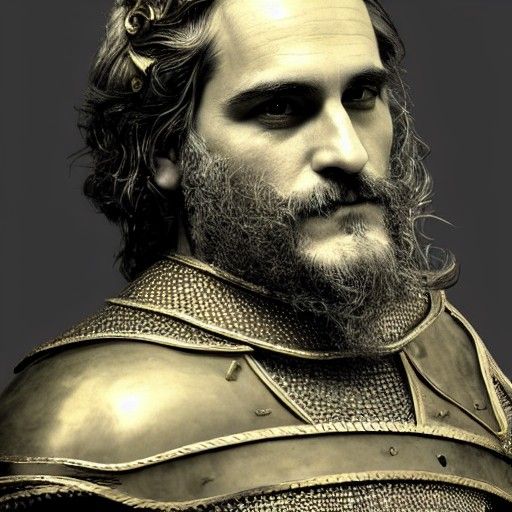 Joaquin Phoenix Portrait in Ornate Armor