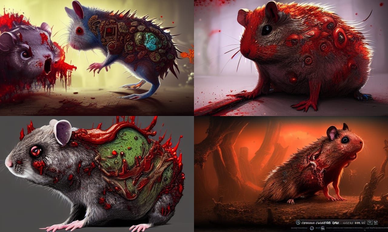 Zombie Hamster in Dark Fantasy Style