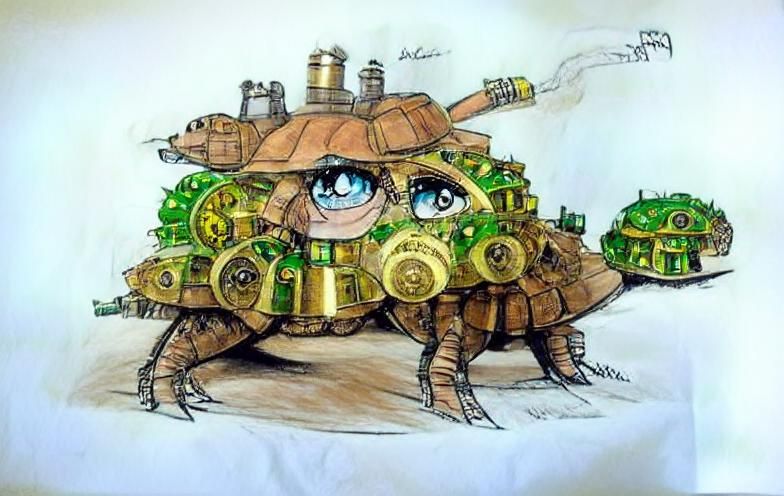 Steampunk Tortoise Mecha Tank Concept Art