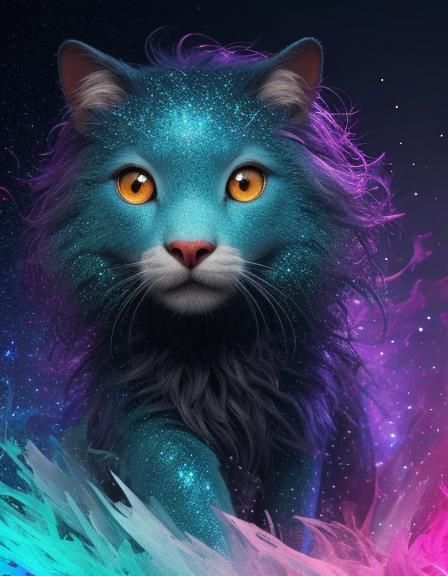 Adorable Rainbow Glitter Monster in 3D Digital Art