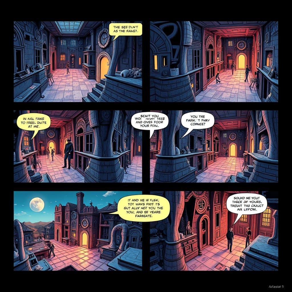 Mind-Bending Optical Illusion Comic in Vibrant Fantasy Art S...