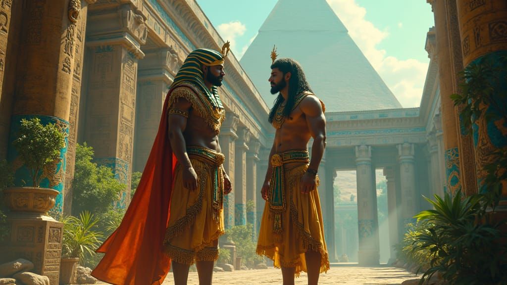 Pharaoh and Joseph in Ancient Egypt, Fantasy Art