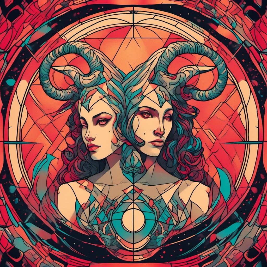 Aries and Samael Tattoo in Pop Art Style