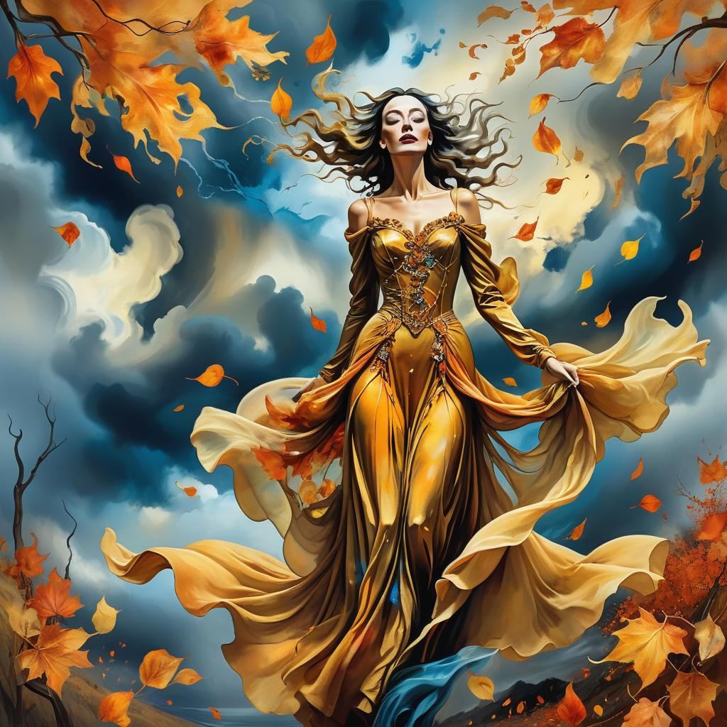 Autumn Goddess in Surrealist Style Digital Art