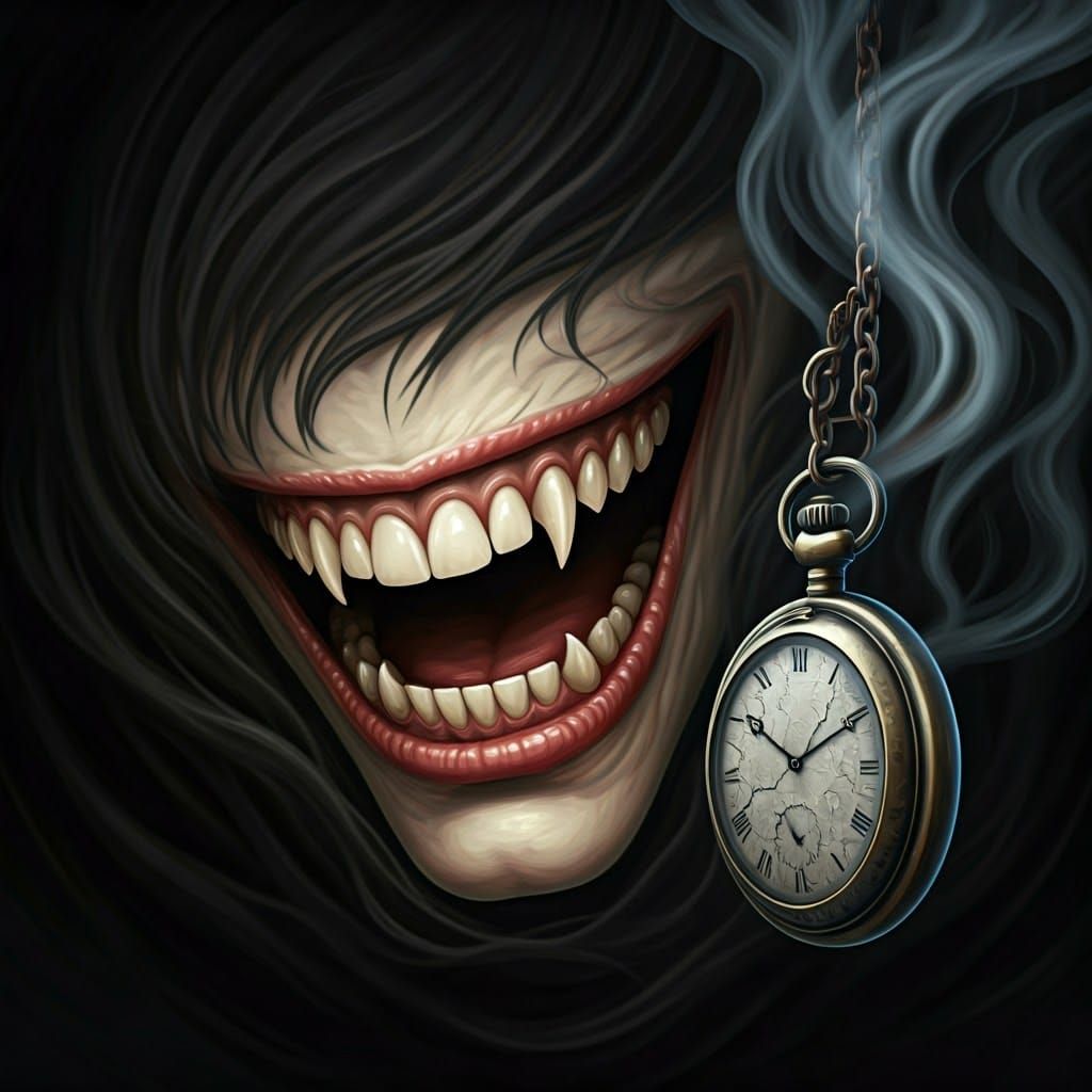 Macabre Mouth and Haunted Watch in Gothic Style