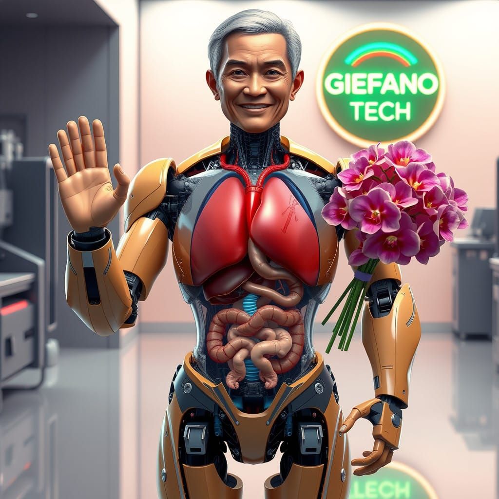 Sleek Humanoid Robot in Advanced Laboratory Environment