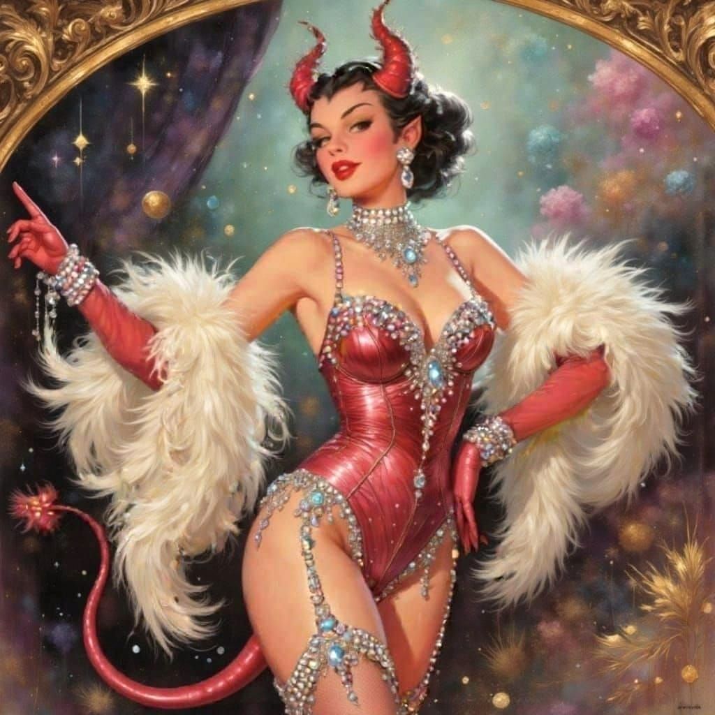 Glamorous Showgirl in Vintage Hollywood Style